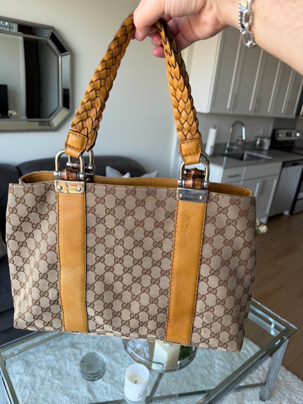 Vintage Brown Monogram Canvas Tote